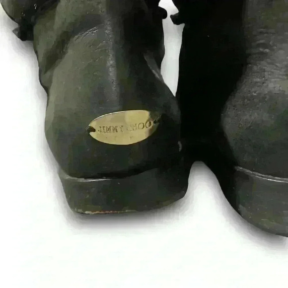 Jimmy Choo Boots Shearling Riding Black Gold Buckle Hardware Womens 7 EURO 37.5​ - Picture 9 of 16